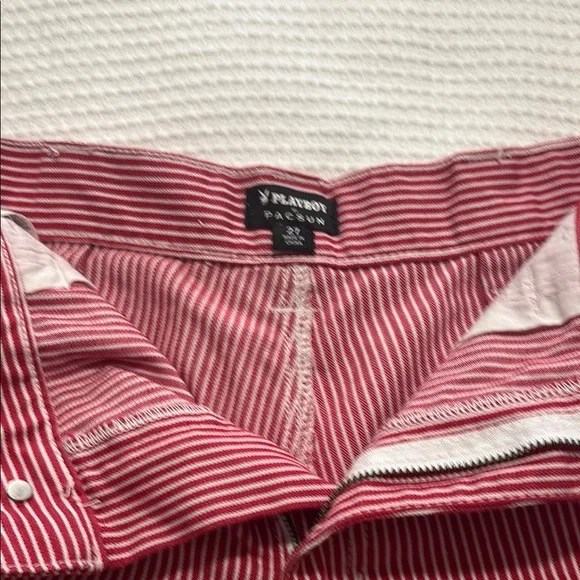 Red Striped Women's Shorts - Picture 3 of 3